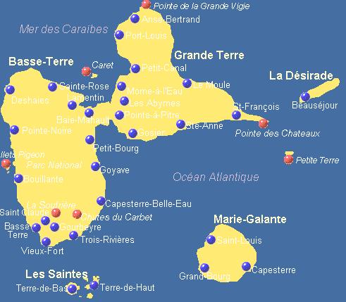 Carte de la Guadeloupe 