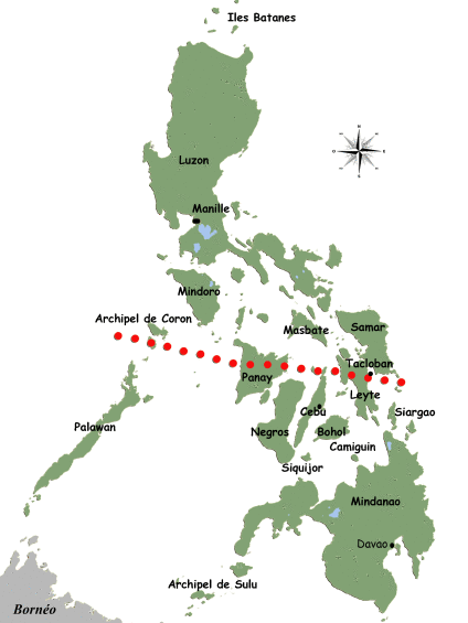 Carte simplifiée du passage du typhon